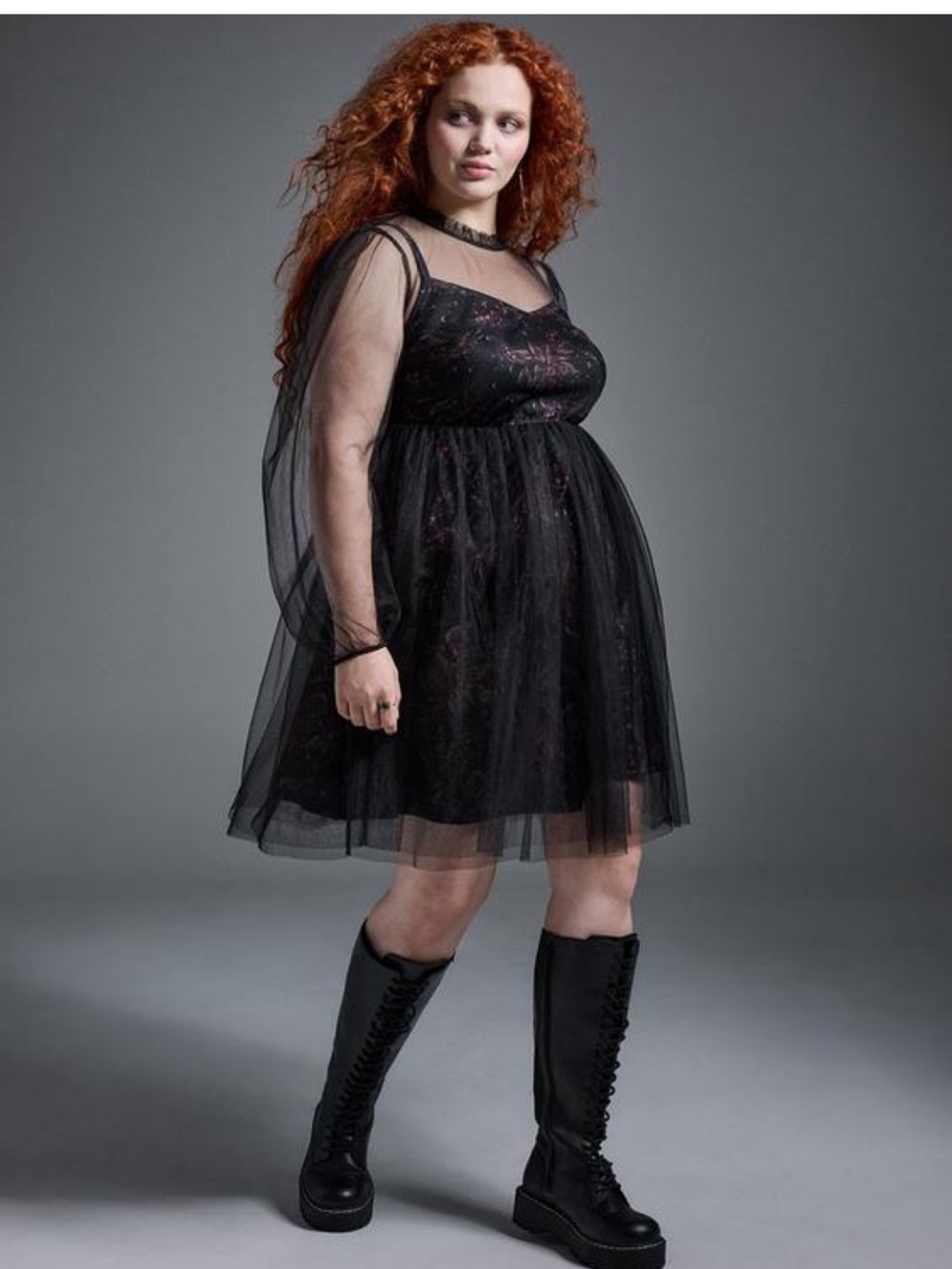Torrid- NWT Size 2 -Mesh Overlay Black Party Dress - Nightfall